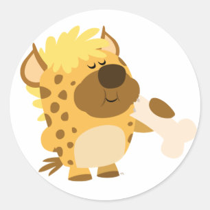 Cute Cartoon  Hyena Crushing a Bone Sticker
