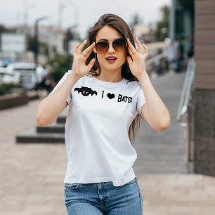 Cute Cartoon I Love Bats T-Shirt