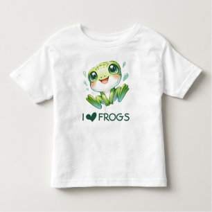Cute Cartoon I Love Frogs Toddler T-Shirt