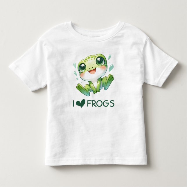 Cute Cartoon I Love Frogs Toddler T-Shirt (Front)