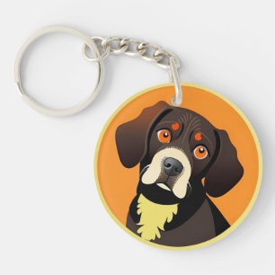 Cute Cartoon Illustration of a Puppy Key Ring