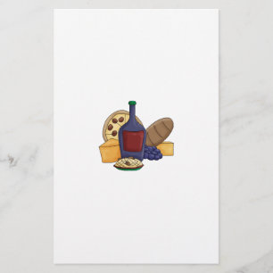 Cute Cartoon Italian Food Pasta Bread Wine Cheese Stationery