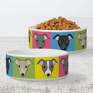 Cute cartoon Italian greyhounds colorful pop art Bowl