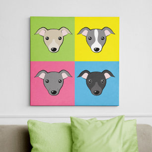 Cute cartoon Italian greyhounds pop art Canvas Print