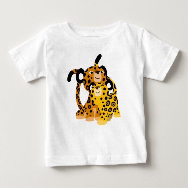 Cute Cartoon Jaguars In Love Baby T-Shirt (Front)