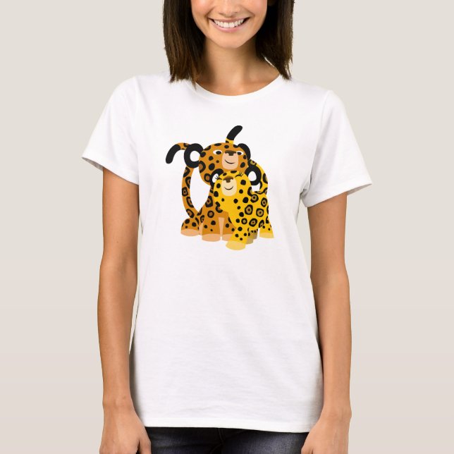 Cute Cartoon Jaguars In Love Women T-Shirt (Front)