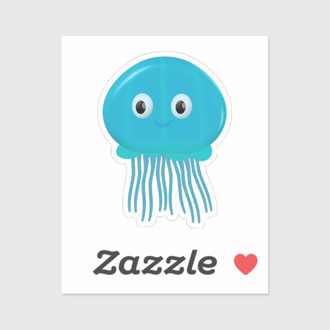 Cute Cartoon Jellyfish In Blue Ocean (Sheet)