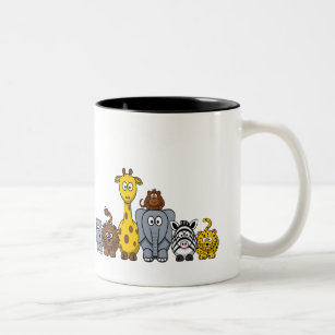 Cute Cartoon Jungle Animals Two-Tone Coffee Mug