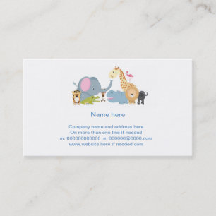 cute cartoon jungle safari animal set business card