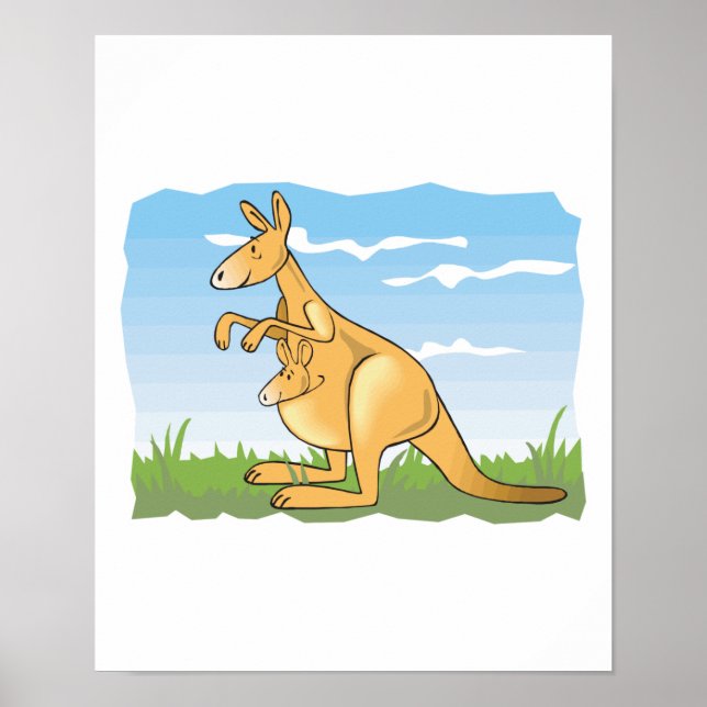 cute cartoon kangaroo and baby poster (Front)