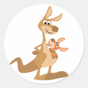 Cute Cartoon Kangaroo Mum and Joey Sticker