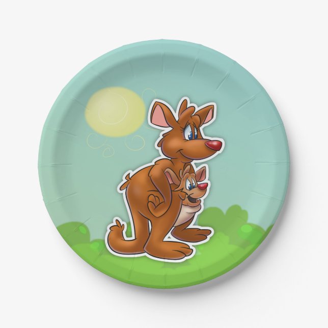 Cute cartoon kangaroo Plate (Front)