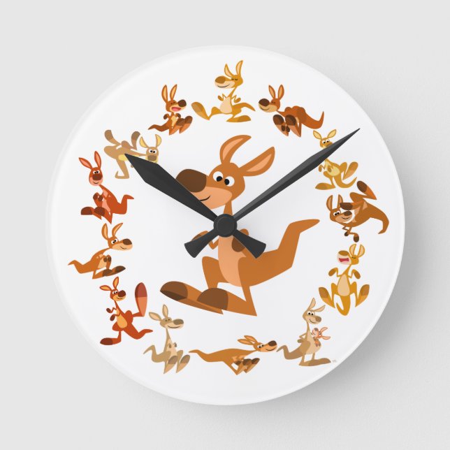 Cute Cartoon Kangaroos Mandala Wall Clock (Front)