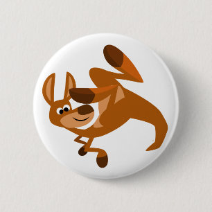 Cute Cartoon Kangaroo's Somersault Button Badge