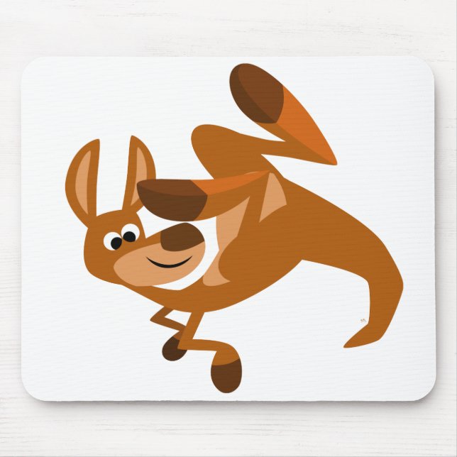 Cute Cartoon Kangaroo's Somersault Mousepad (Front)