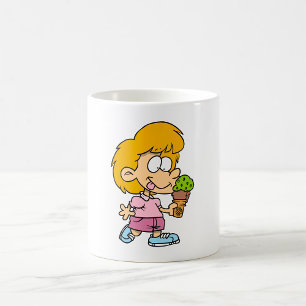 Cute Cartoon Kid Eating Ice Cream Cone Coffee Mug