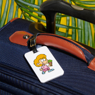Cute Cartoon Kid Eating Ice Cream Cone Luggage Tag