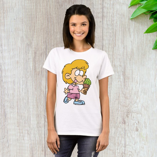 Cute Cartoon Kid Eating Ice Cream Cone T-Shirt (Creator Uploaded)