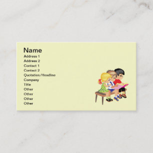 Cute Cartoon Kids Preschool schooling education Business Card