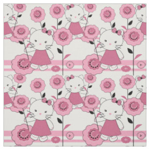 Cute cartoon kitten kids fabric