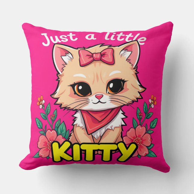 Cute Cartoon Kitten Smiling Cushion (Front)