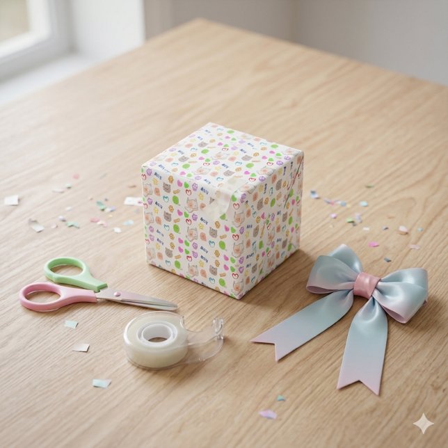Cute Cartoon  Kittens Pattern Gift Wrapping Paper (Creator Uploaded)