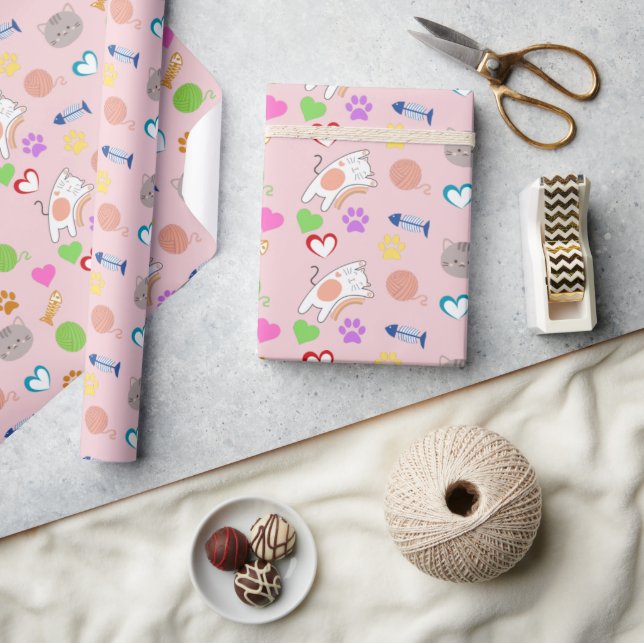Cute Cartoon  Kittens Pattern Gift Wrapping Paper (Crafts)
