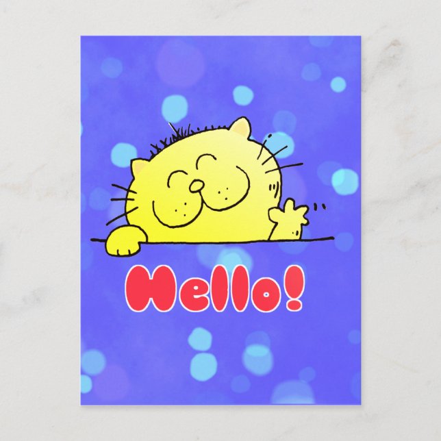 Cute Cartoon Kitty Hello Postcard (Front)
