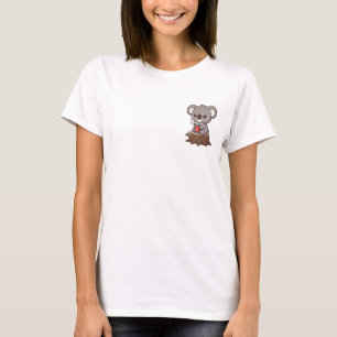 Cute Cartoon Koala with Steaming Thermos on Tree T-Shirt