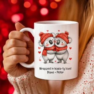 Cute cartoon Koalas Love Hearts Valentine Coffee Mug