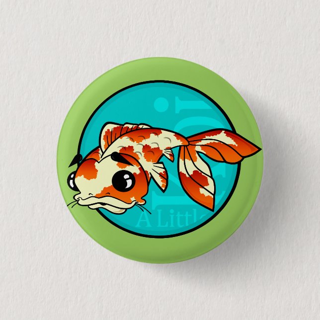 CUTE CARTOON KOI FISH ROUND BUTTON (Front)