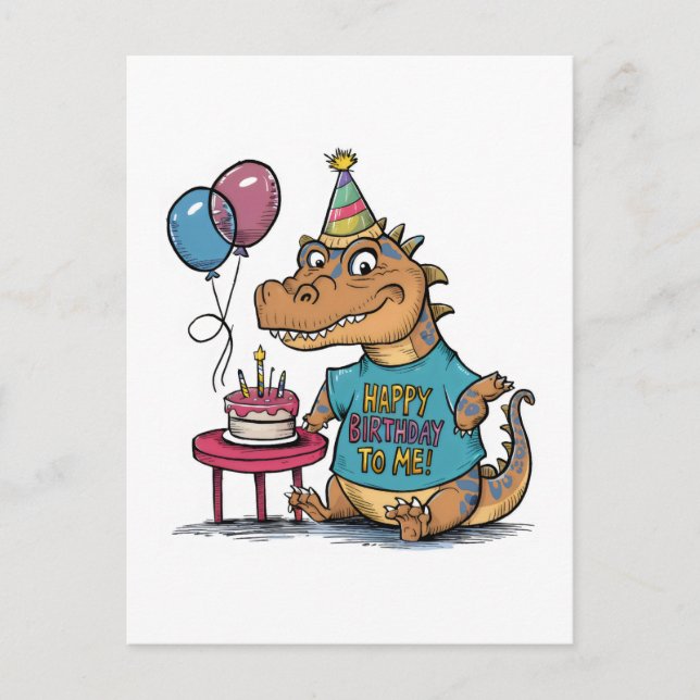 cute cartoon komodo dragon birthday postcard (Front)