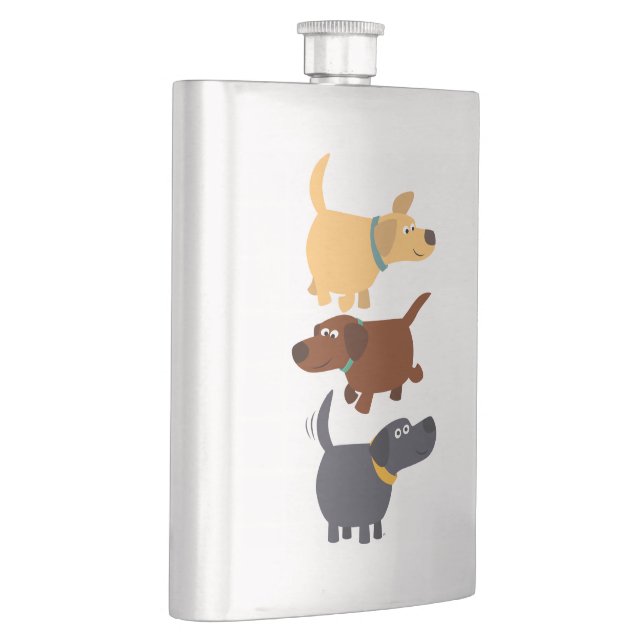 Cute Cartoon Labradors in 3 Flavours Classic Flask (Right)