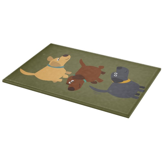 Cute Cartoon Labradors in 3 Flavours Cutting Board (Corner)