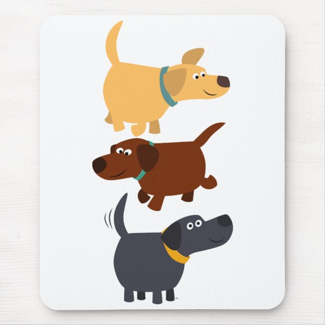 Cute Cartoon Labradors in 3 Flavours Mousepad (Front)