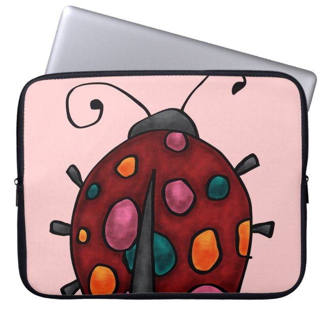 Cute Cartoon Ladybug Laptop Sleeve (Front)