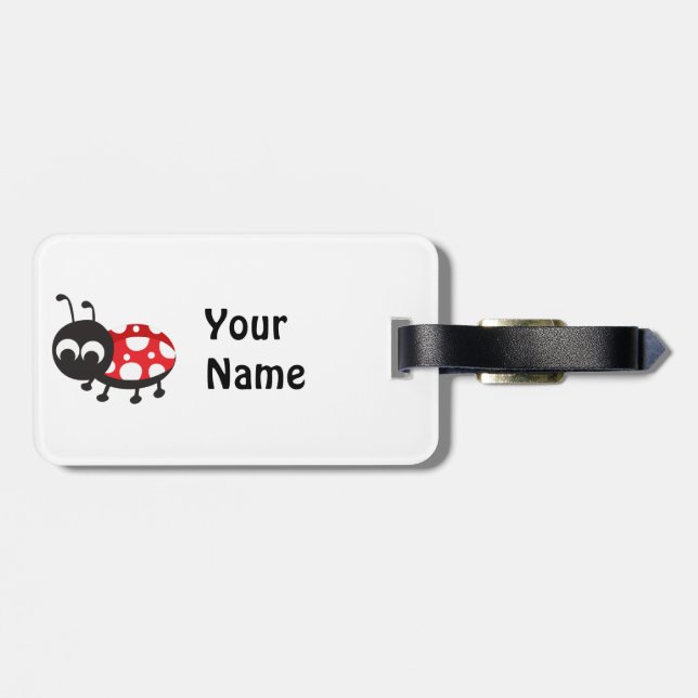 Cute Cartoon Ladybug Luggage Tag (Back Horizontal)