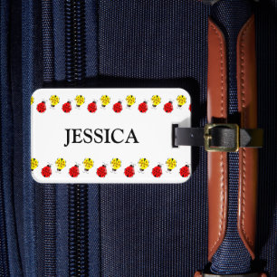 Cute Cartoon Ladybugs In Red And Yellow Luggage Tag
