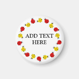 Cute Cartoon Ladybugs In Red And Yellow Magnet