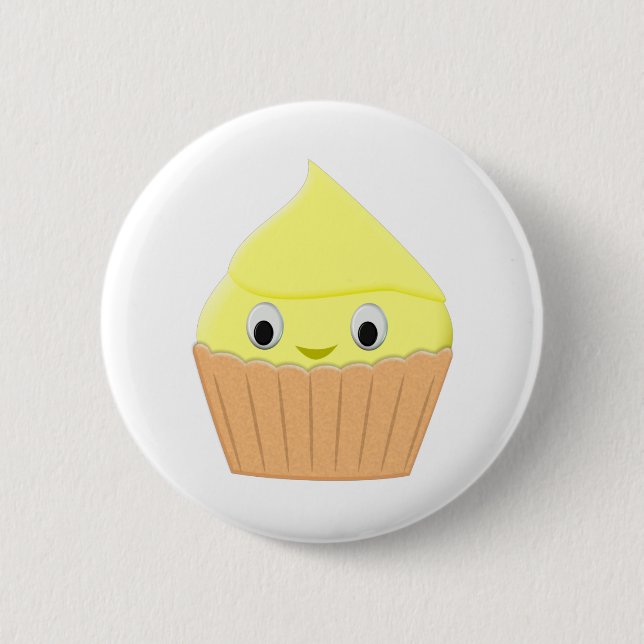 Cute Cartoon Lemon Cupcake 6 Cm Round Badge (Front)