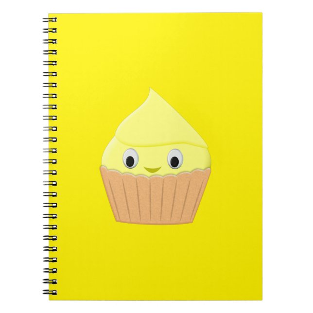 Cute Cartoon Lemon Cupcake Notebook (Front)