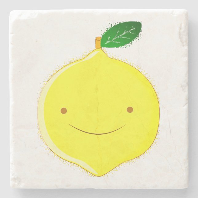 Cute Cartoon Lemon Stone Coaster (Front)
