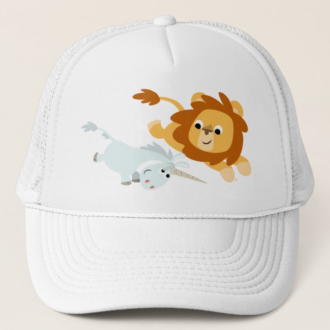 Cute Cartoon Lion and Unicorn Hat (Front)