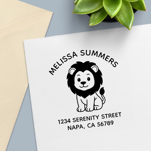 Cute Cartoon Lion Arch Address Self-inking Stamp (Creator Uploaded)