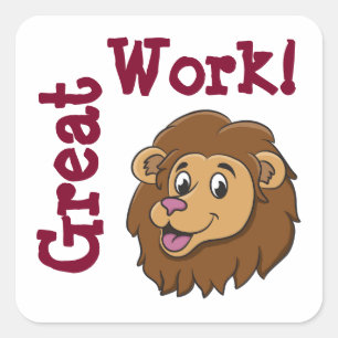 Cute Cartoon Lion Customisable Encouragement Square Sticker