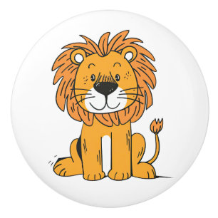 Cute cartoon lion decoration ceramic knob