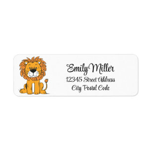Cute cartoon lion decoration return address label