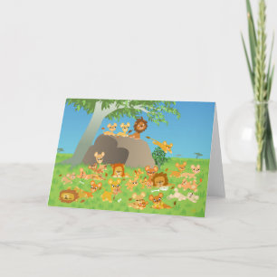Cute Cartoon Lion  Family greeting card