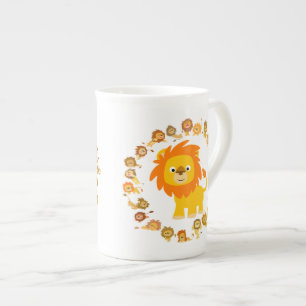 Cute Cartoon Lion Mandala Bone China Mug