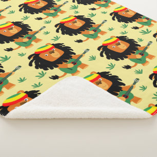 Cute Cartoon Lion Of Zion Sherpa Blanket